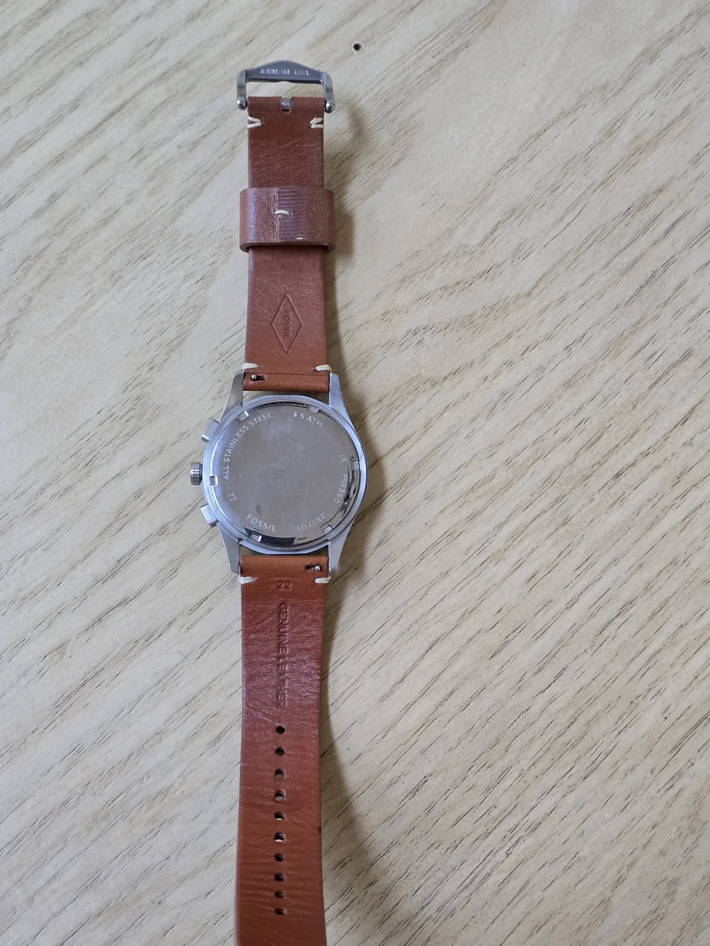 Fossil Men's Brown Leather Chronograph Watch - White Dial
